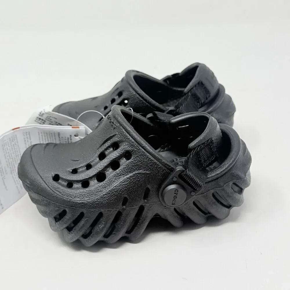 Crocs Echo Clog Shoes Toddler Baby Size 4 Black Comfort Summer Water Beach